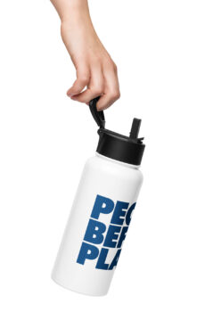 Stainless steel water bottle with a straw lid